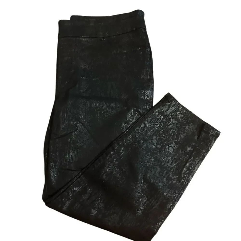 New! Chicos Coated Black Pants Sz L